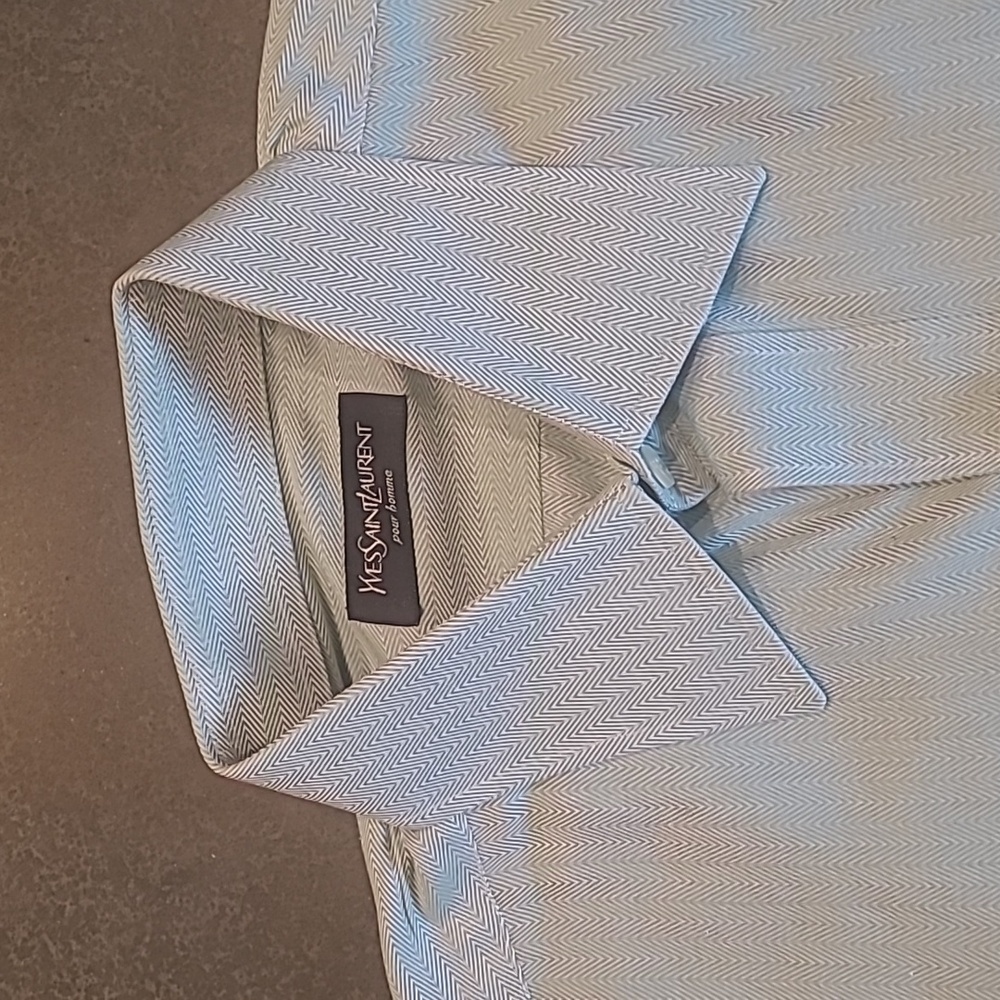 Ysl Herringbone Pattern Button Down Shirt With Lo… - image 5